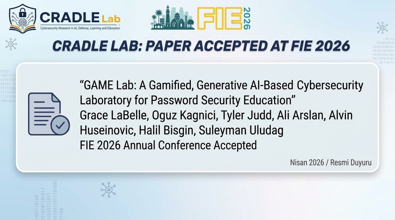 CRADLE Lab: Paper Accepted at FIE 2026